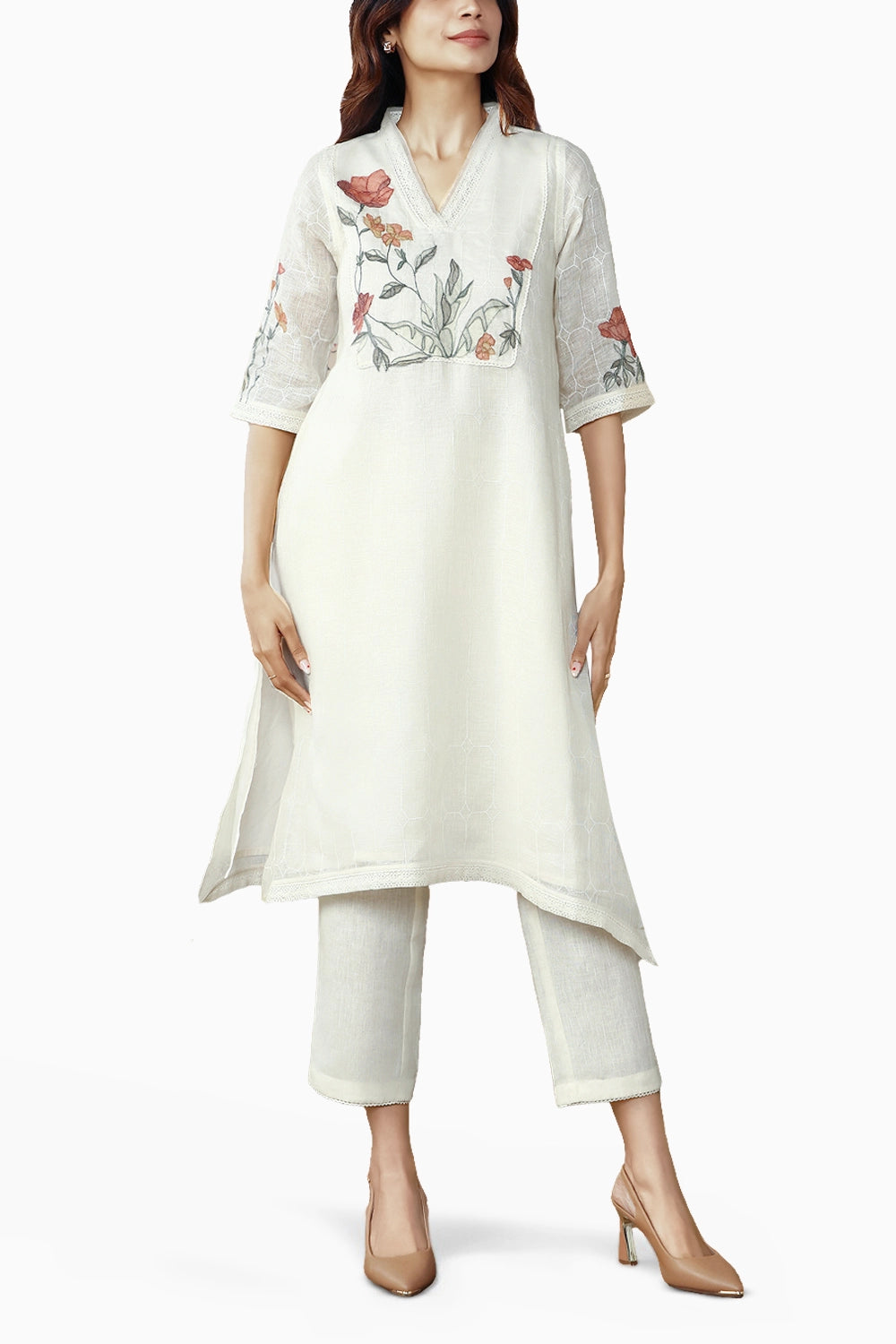 Offwhite Stained Glass Fly Free Tunic Set