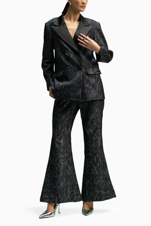 Black & Grey Steel Striper Pant Suit