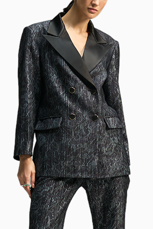 Black & Grey Steel Striper Pant Suit