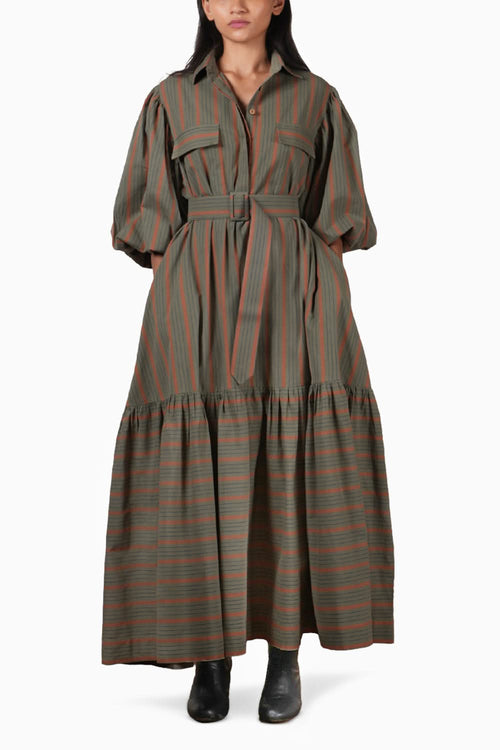 Striped Green Shirt Kaavya Dress