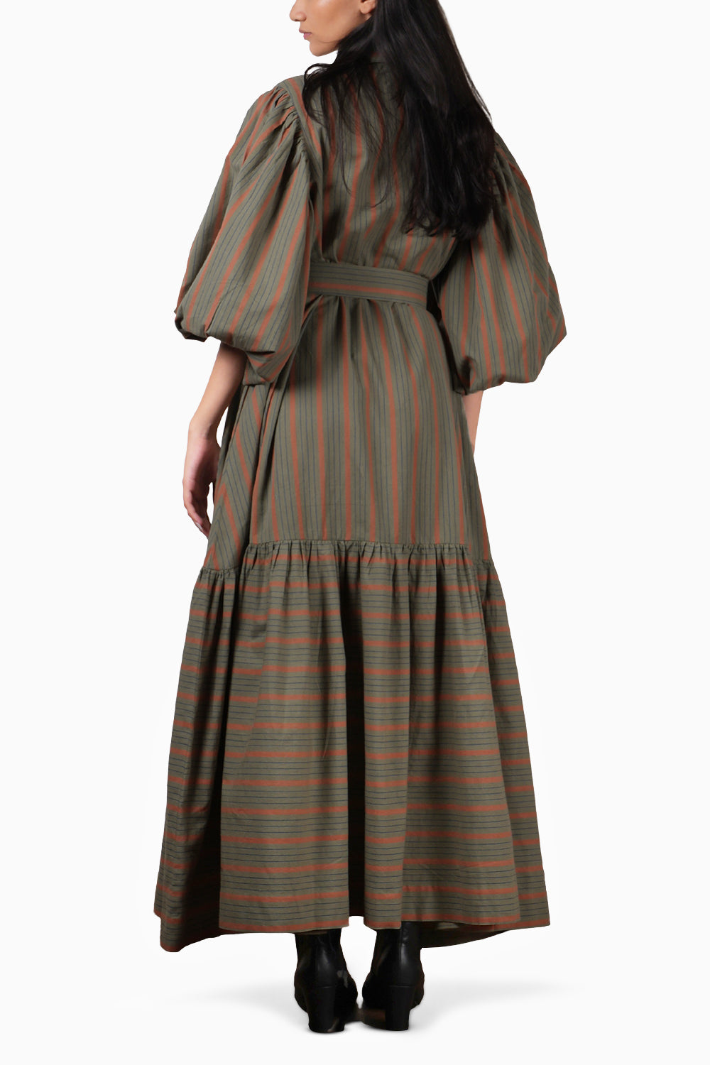 Striped Green Shirt Kaavya Dress