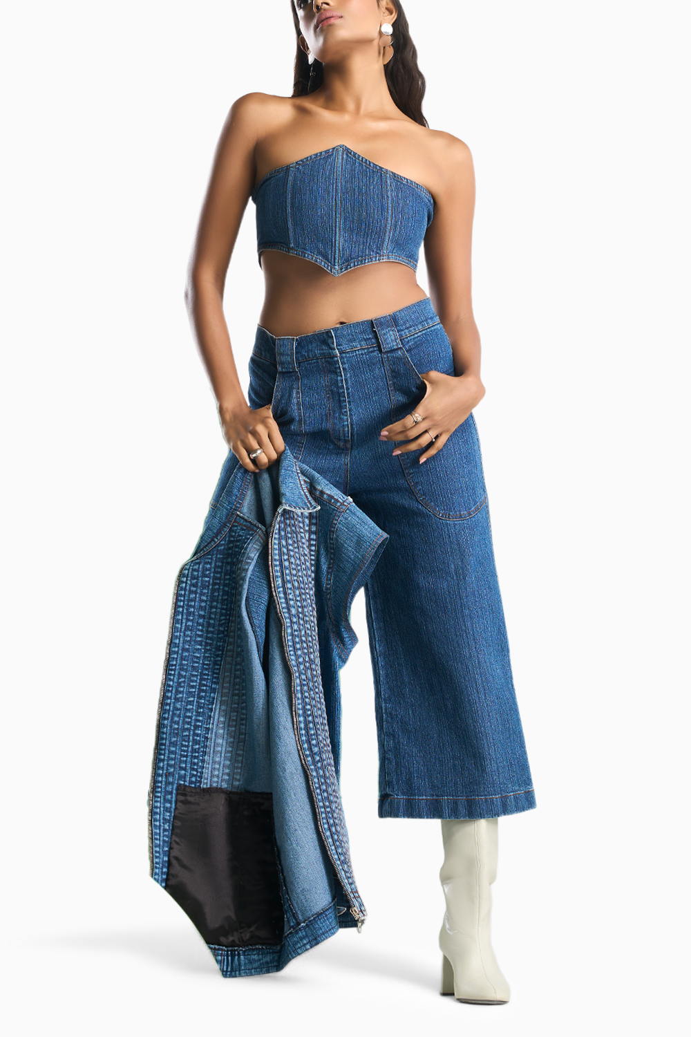 Blue Acid Wash Stripper Denim Co-ord Set