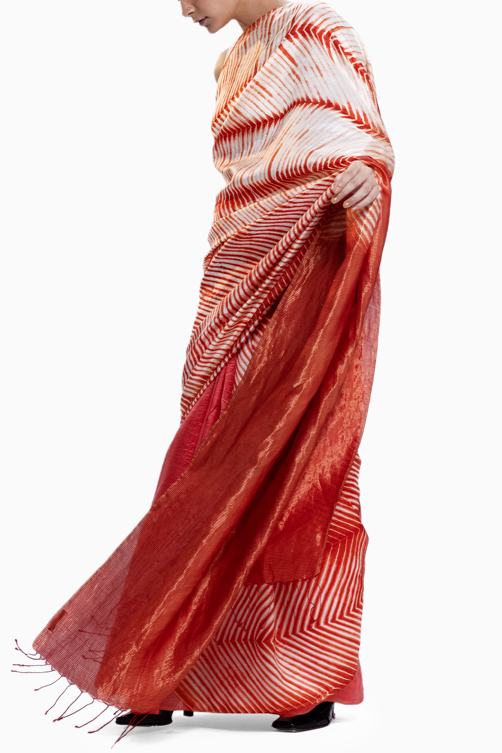 Rust Metallic Sea Saree