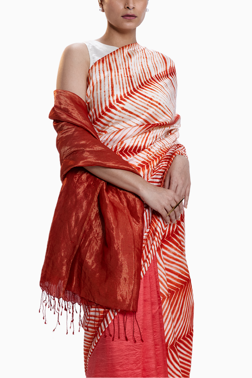 Rust Metallic Sea Saree