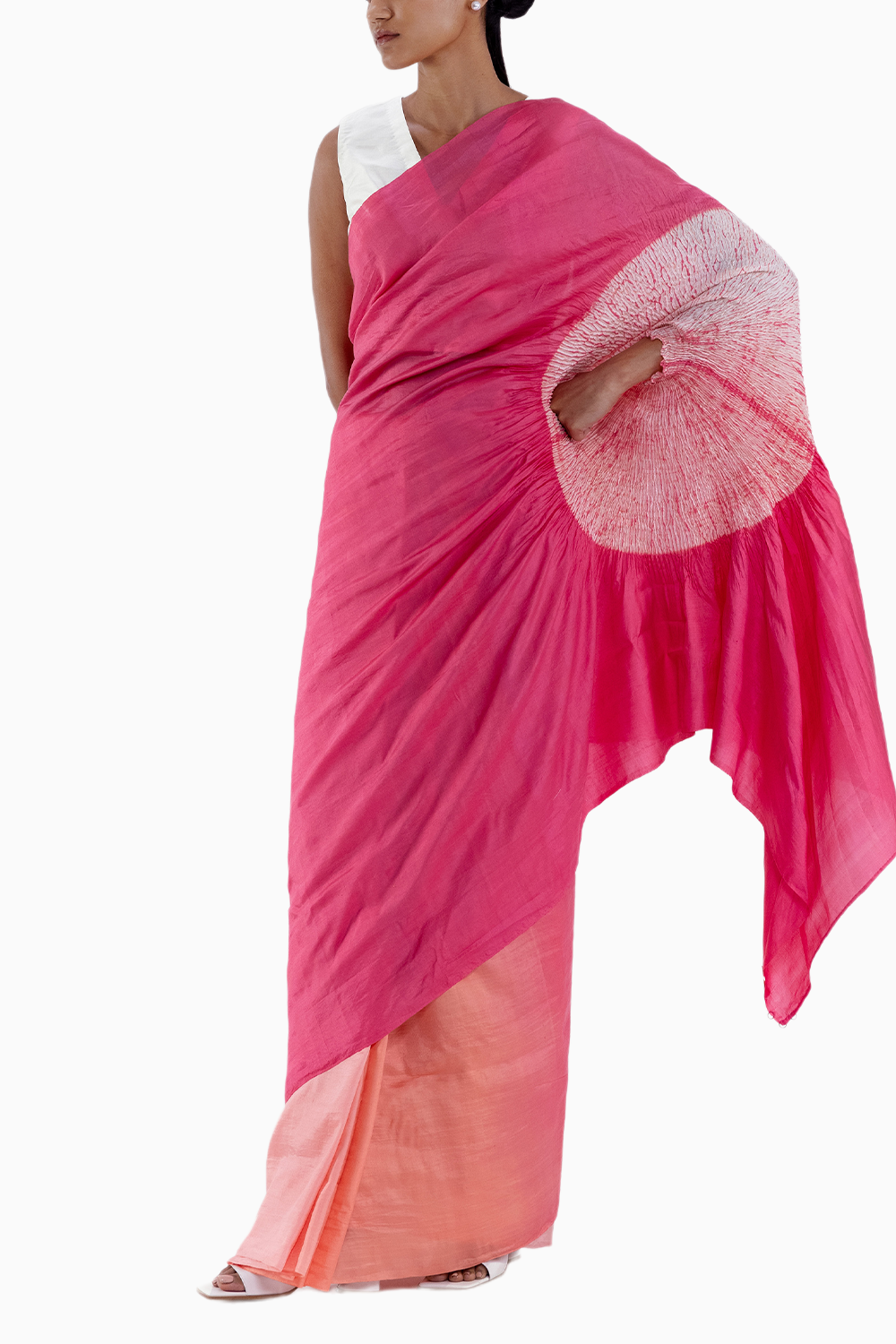 Peach & Pink Handsfree Saree