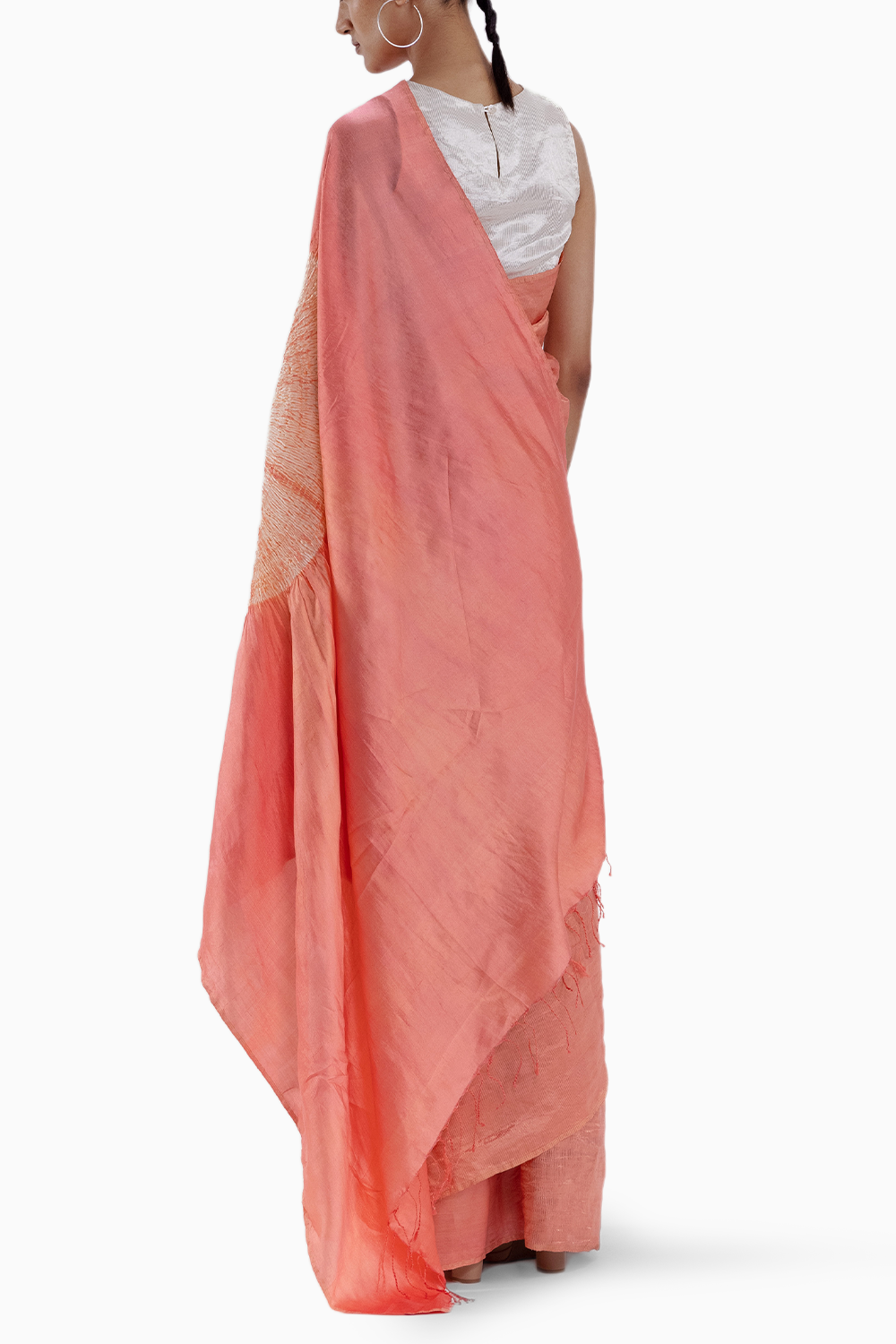 Metallic Peach Handsfree Saree