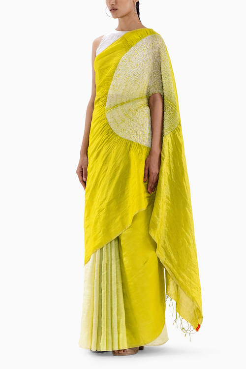 Metallic Lime Handsfree Saree