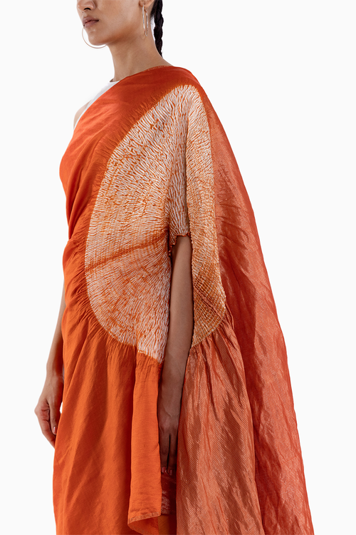 Metallic Rust Handsfree Saree