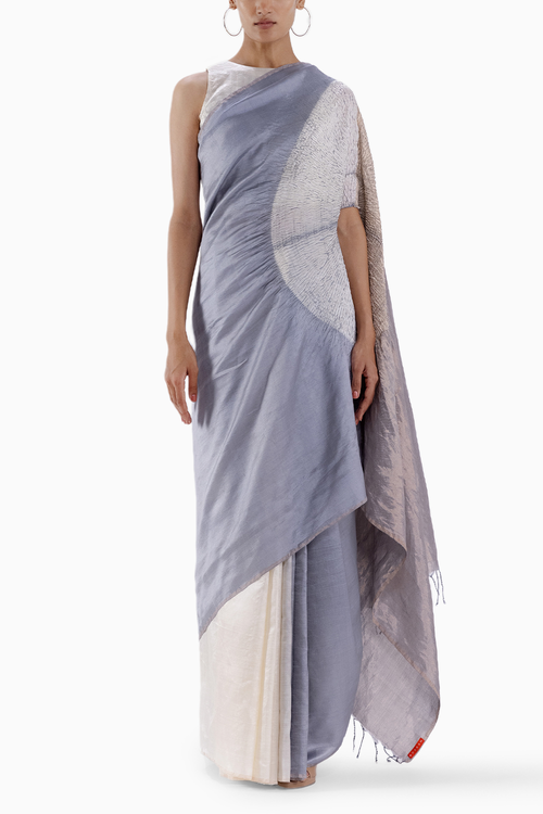 Metallic Grey Handsfree Saree