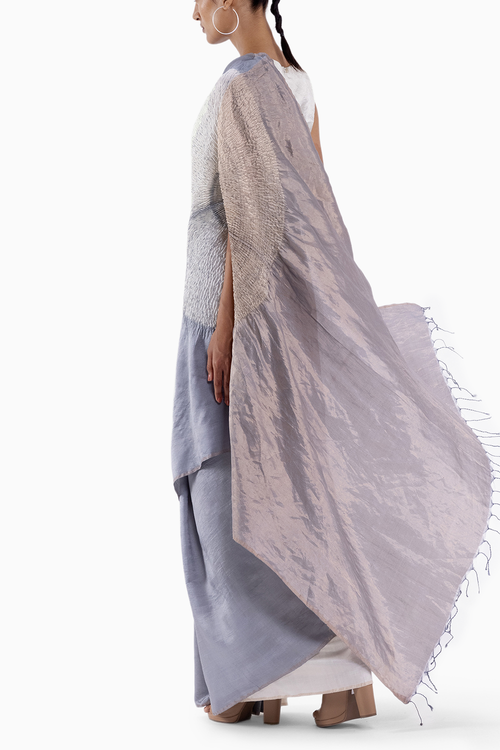 Metallic Grey Handsfree Saree