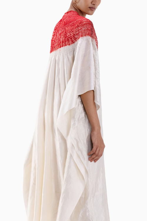 Metallic Ivory and Red Sector Kaftan