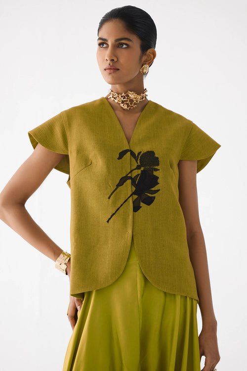 Black Tiger Lily Waist Coat and Dhoti Pants