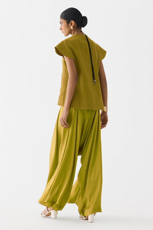 Black Tiger Lily Waist Coat and Dhoti Pants