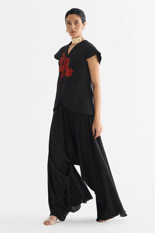 Red Tiger Lily Waist Coat and Dhoti Pants