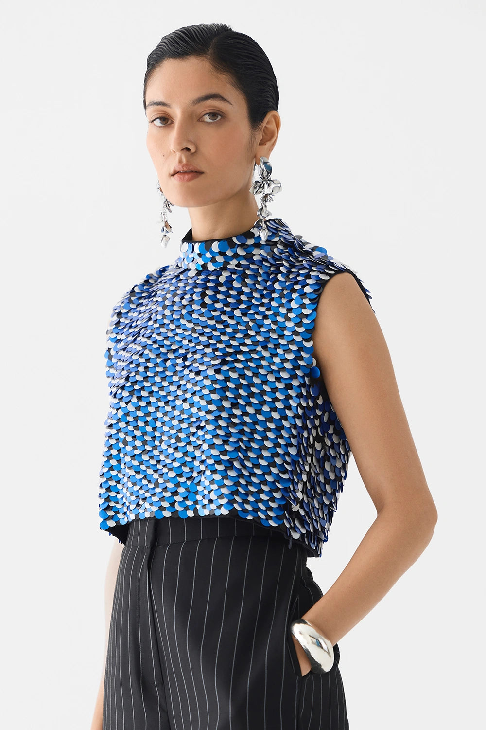 Blue Paradise Sequin Top