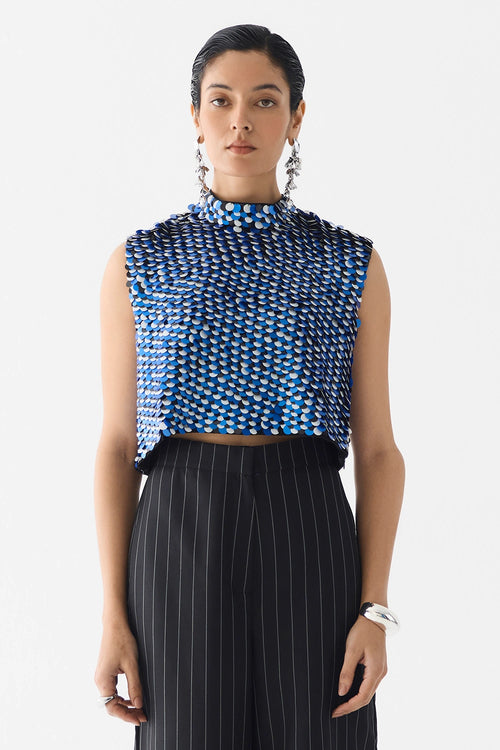 Blue Paradise Sequin Top