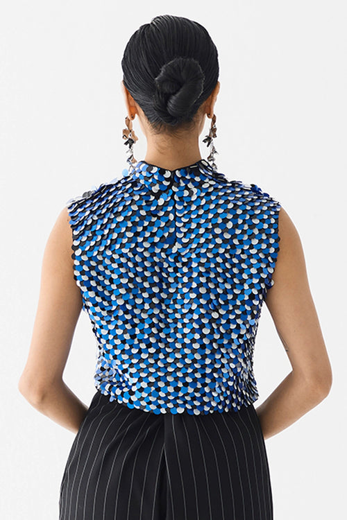 Blue Paradise Sequin Top