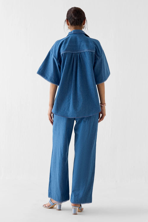 Indigo Patchwork Shirt And Trousers