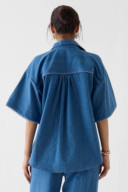 Indigo Patchwork Shirt And Trousers