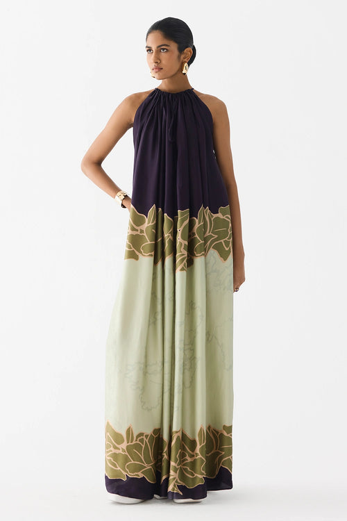 Green Alba Halter Dress