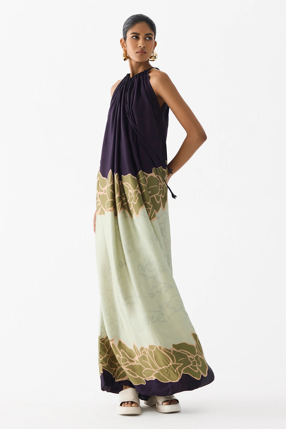 Green Alba Halter Dress