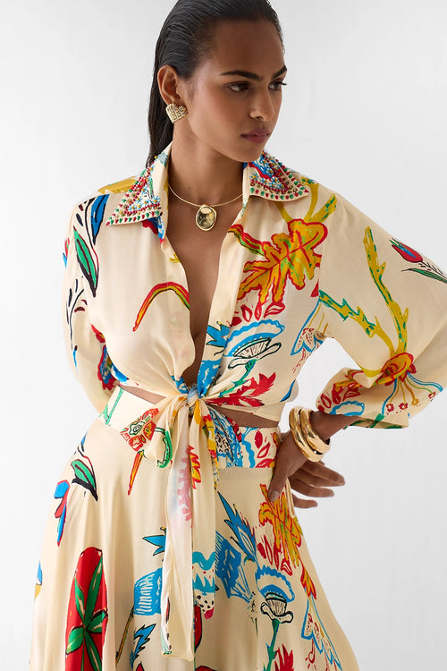 Sanganer Crop Top And Skirt