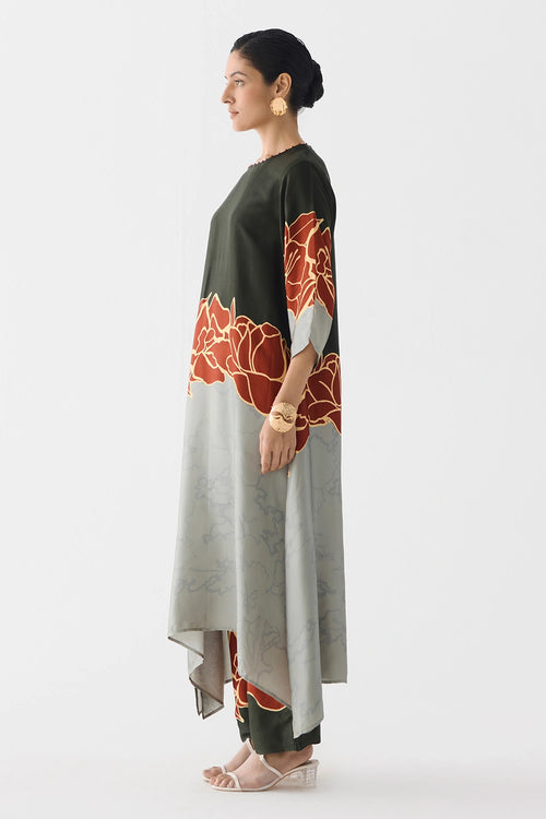 Red Alba A-Line Kurta and Pants