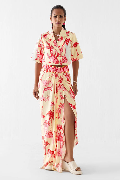 Sawai Crop Blazer And Skirt