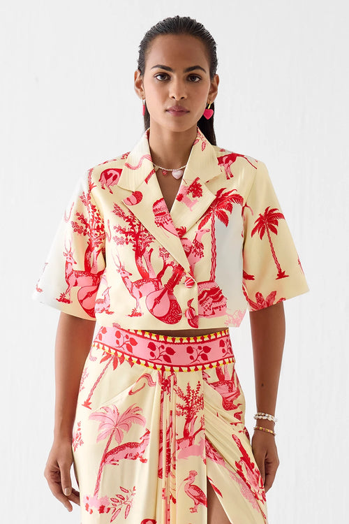 Sawai Crop Blazer And Skirt