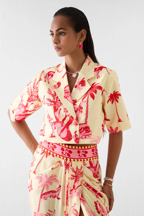 Sawai Crop Blazer And Skirt