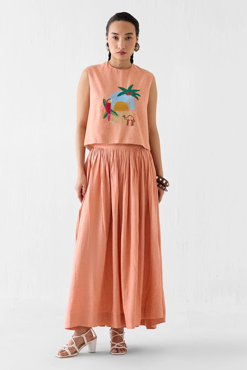 Sahara Linen Crop Top And Skirt