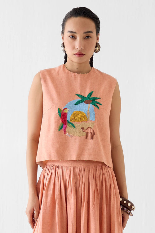 Sahara Linen Crop Top And Skirt