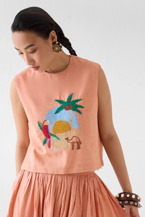 Sahara Linen Crop Top And Skirt
