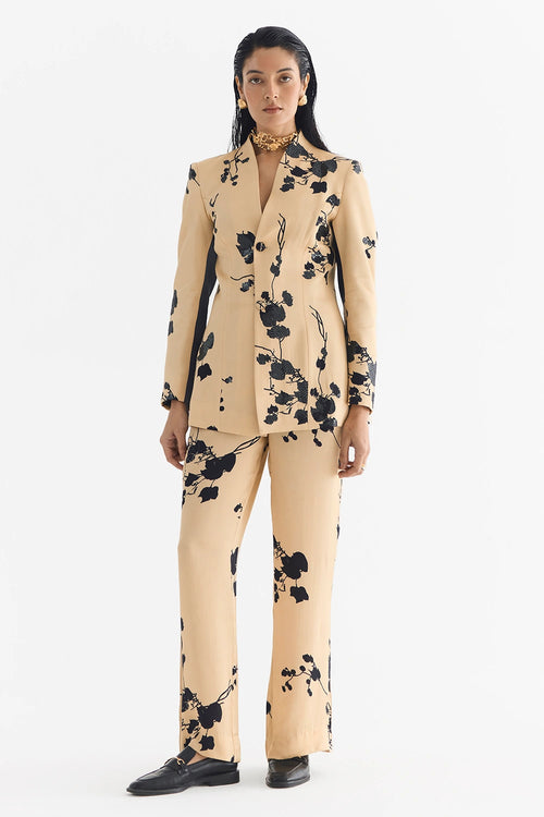 Cream Sakura Blazer and Straight Pants