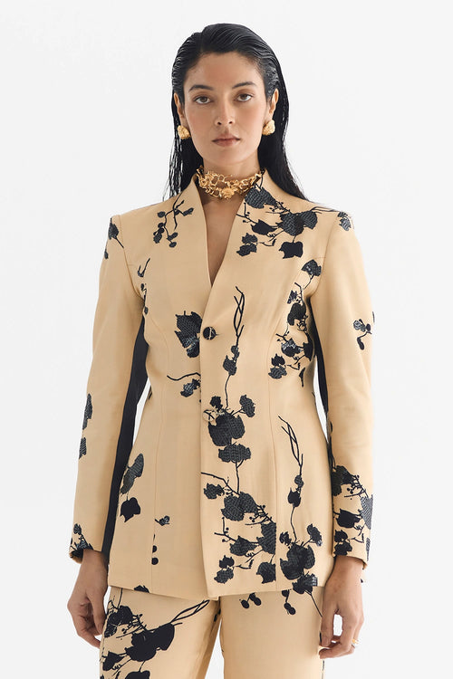 Cream Sakura Blazer and Straight Pants