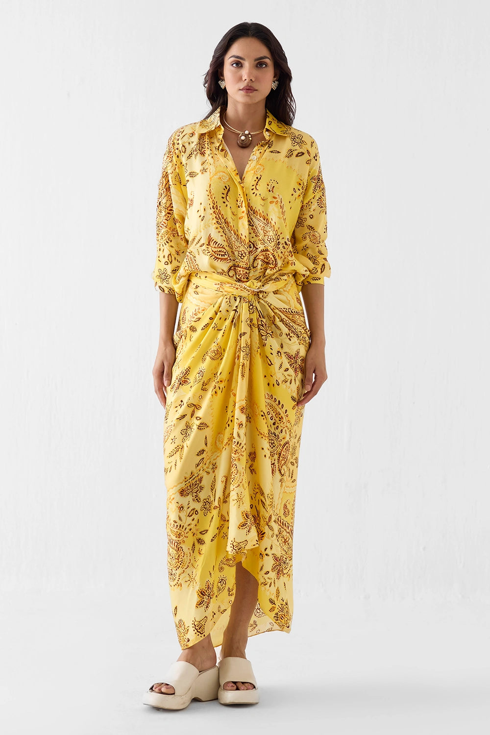 Ambi Draped Shirt Dress