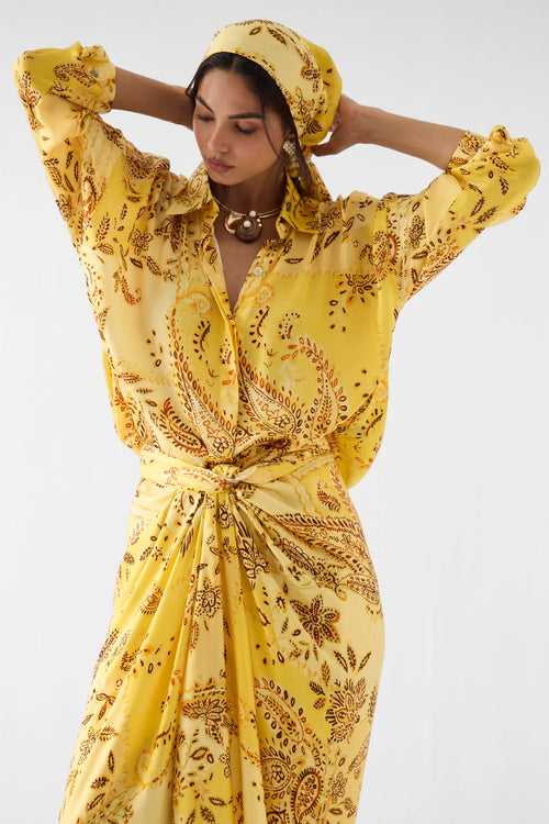 Ambi Draped Shirt Dress