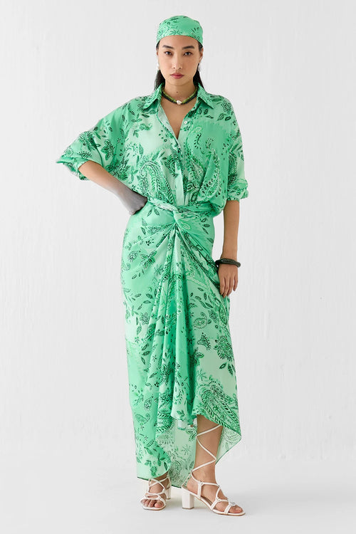 Buta Draped Shirt Dress