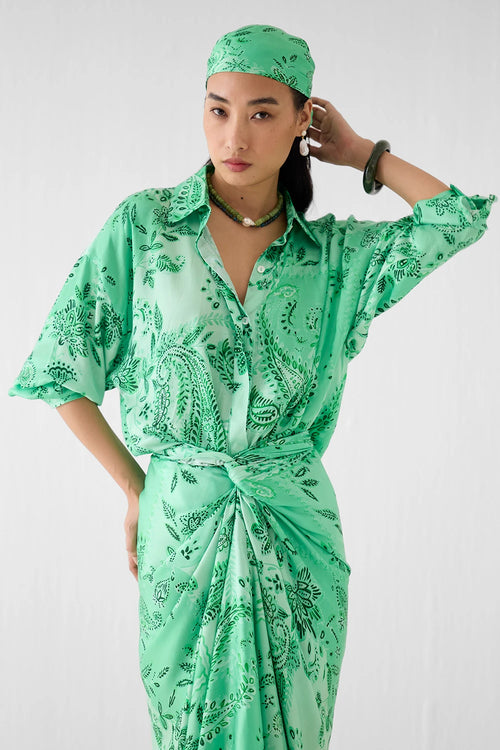 Buta Draped Shirt Dress