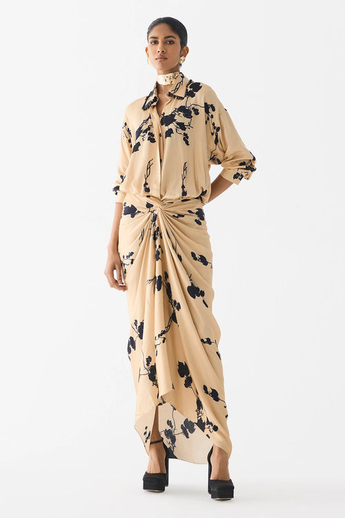 Cream Sakura Shirt Dress