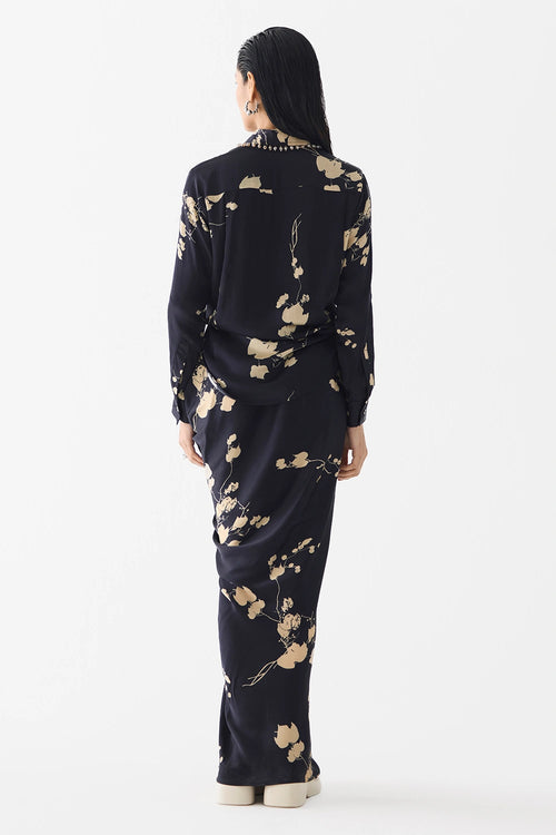 Black Sakura Crop Top and Skirt