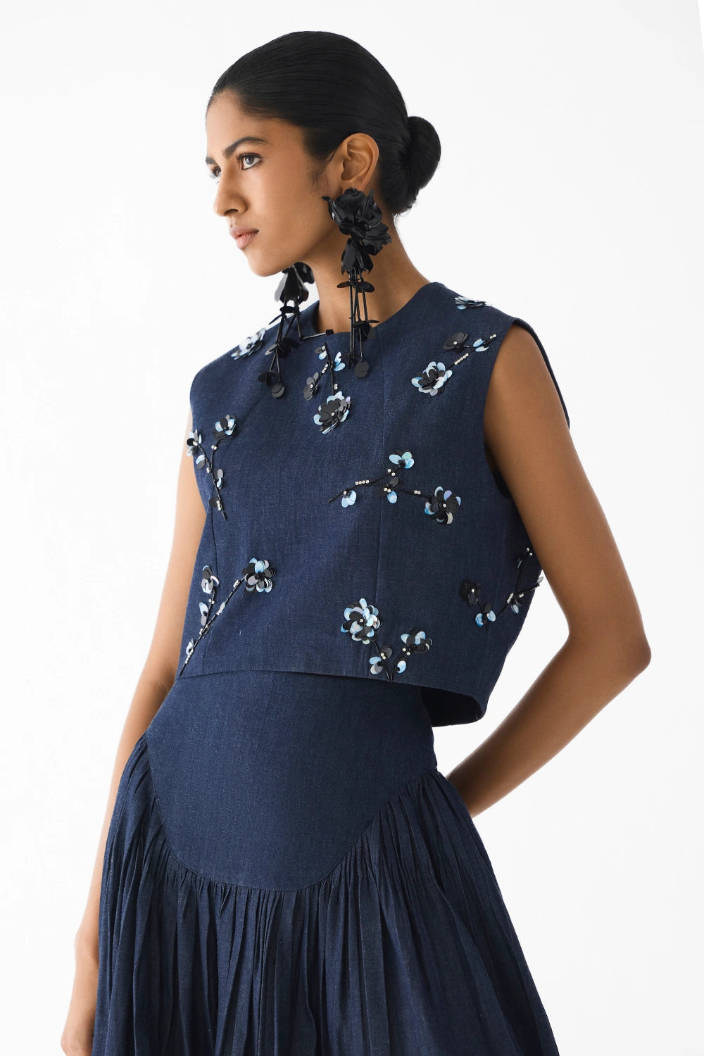 Calla Denim Crop Top and Skirt