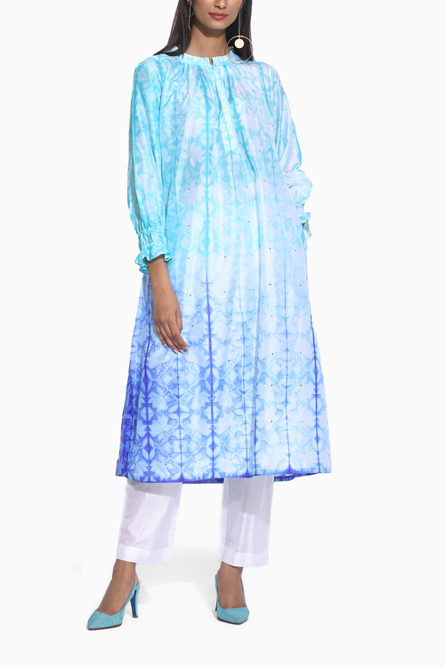 Blue Purple Ombre Shibori Dress