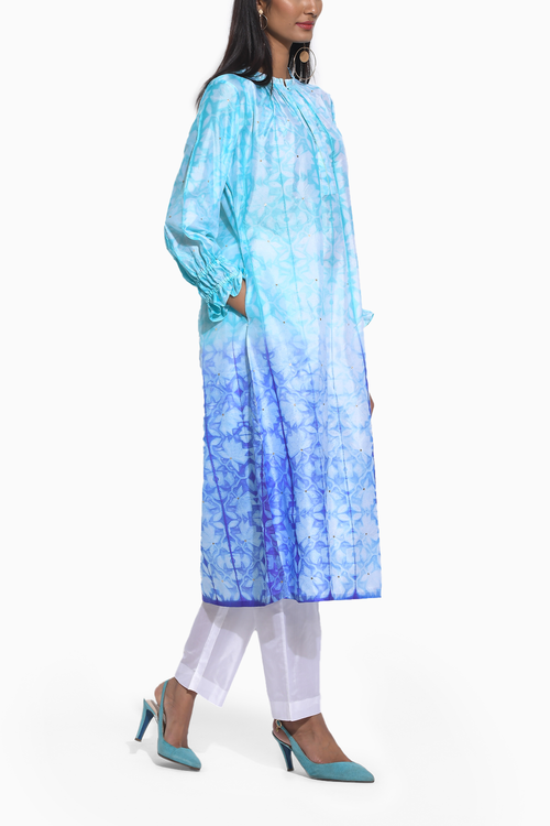 Blue Purple Ombre Shibori Dress