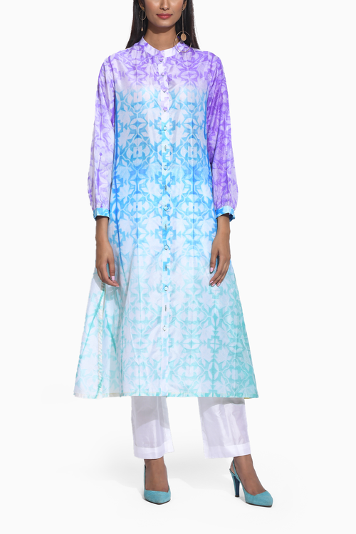 Purple Blue Ombre Shibori Kurta