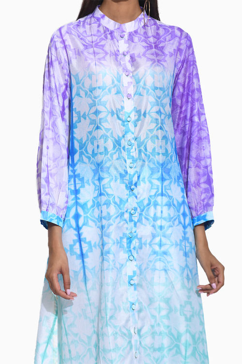 Purple Blue Ombre Shibori Kurta