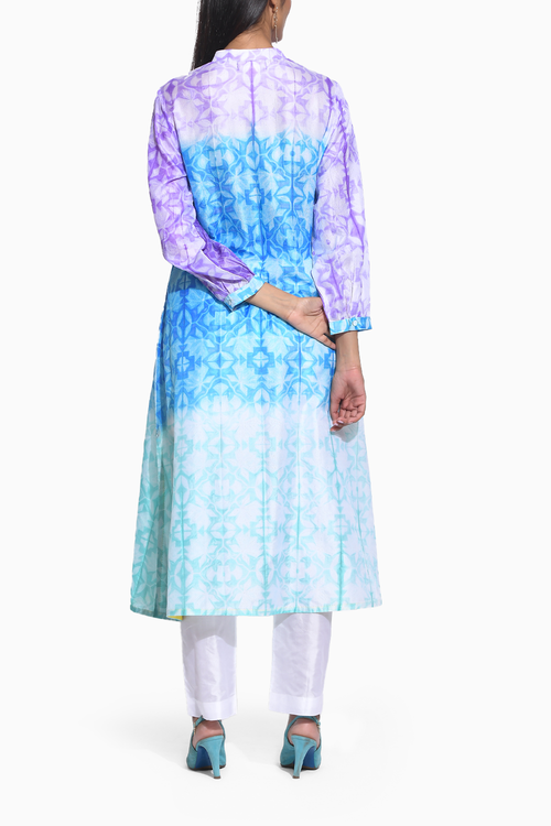 Purple Blue Ombre Shibori Kurta