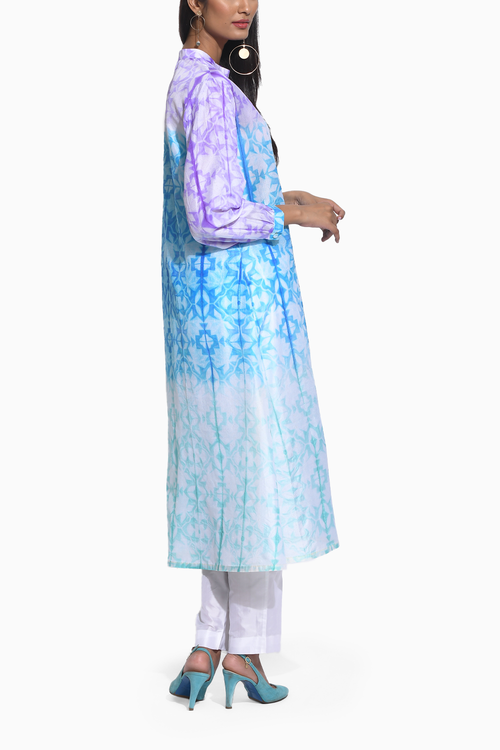 Purple Blue Ombre Shibori Kurta
