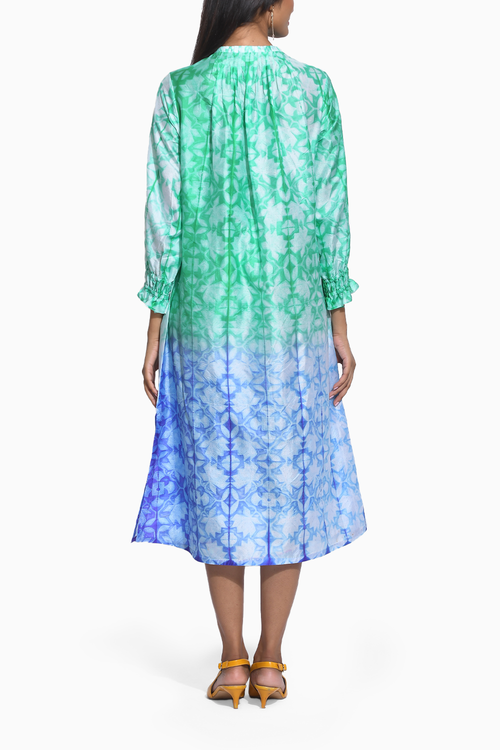 Green Purple Ombre Shibori Dress