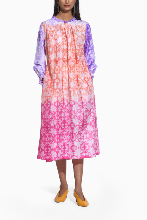 Rust Pink Ombre Shibori Dress